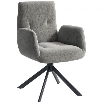HOMCOM Fotoliu tapitat, fotoliu accente, design modern, rotativ, până la 120 kg, Gri închis | Aosom Romania