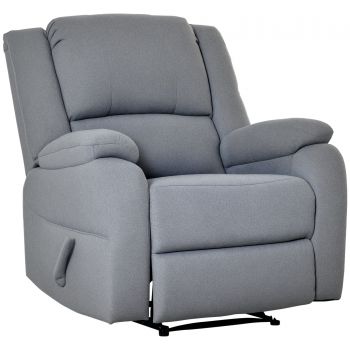 HOMCOM Relaxsessel Manual Fotoliu de televizor cu funcție de întindere, aspect de in, fotoliu TV cu mâner lateral, suport de picioare, capacitate de încărcare de până la 150 kg, pentru sufragerie, Gri deschis | Aosom Romania