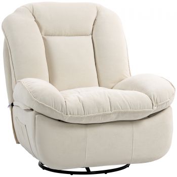 HOMCOM Scaun de relaxare, reglabil, 104x100x102cm / 164x76cm, Alb cremos | Aosom Romania