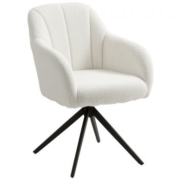 HOMCOM Scaun de salon pivotant captusit confortabil picior de otel si material polar alb | Aosom Romania