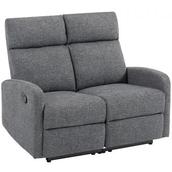 HOMCOM Sofa cu 2 locuri, spătare reglabile individual, suport de picioare, material textil, oțel, Gri | Aosom Romania
