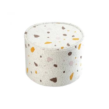 Puf de copii alb cu tapițerie din țesătură bouclé/cu tapițerie din chenille Terrazzo – Wigiwama Puf de copii alb cu tapițerie din țesătură bouclé/cu tapițerie din chenille Terrazzo – Wigiwama