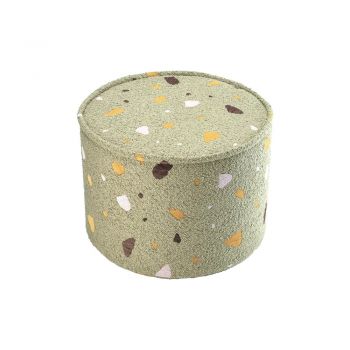 Puf de copii verde cu tapițerie din țesătură bouclé/cu tapițerie din chenille Terrazzo – Wigiwama Puf de copii verde cu tapițerie din țesătură bouclé/cu tapițerie din chenille Terrazzo – Wigiwama
