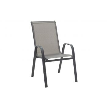 Scaun de gradina Calan, 55x75x95 cm, textilena/metal, gri Scaun de gradina Calan, 55x75x95 cm, textilena/metal, gri