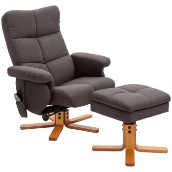 Scaun de masaj HOMCOM cu taburet, 360° rotativ, electric, cu funcție de întindere și spațiu de depozitare, scaun de relaxare pentru televizor, poliester, maro | Aosom Romania Scaun de masaj HOMCOM cu taburet, 360° rotativ, electric, cu funcție de întindere și spațiu de depozitare, scaun de relaxare pentru televizor, poliester, maro | Aosom Romania