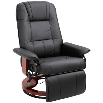 Scaun de relaxare HOMCOM cu sezut din piele ecologica in negru, rasucire 360°, inclinare la 145°, 78 x 87 x 100 cm | Aosom Romania