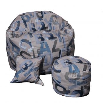 Set Fotoliu King Size cu Otoman (suport picioare) si Perna, Material Textil - Army Scrabble