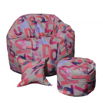Set Fotoliu King Size cu Otoman (suport picioare) si Perna, Material Textil - Crimson
