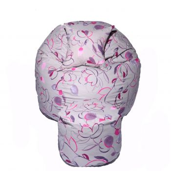 Set Fotoliu King Size cu Otoman (suport picioare) si Perna, Material Textil - Flower Buds
