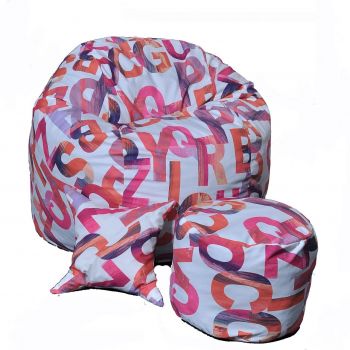 Set Fotoliu King Size cu Otoman (suport picioare) si Perna, Material Textil - Scarlet Letters