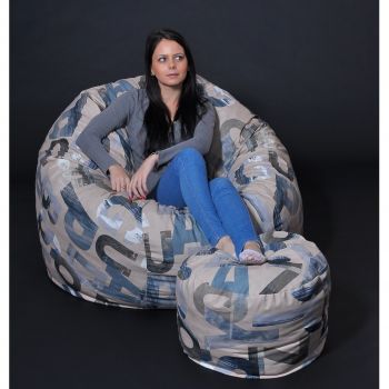 Set Fotoliu Matusalem cu Otoman (suport picioare), Material Textil - Army Scrabble