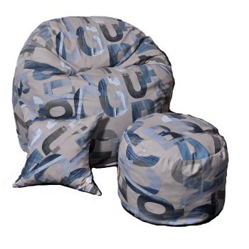 Set Fotoliu Matusalem cu Otoman (suport picioare) si Perna, Material Textil - Army Scrabble