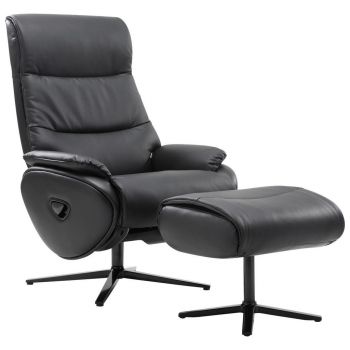 SET SCAUNE DE RELAXARE in metal, textil, piele negru
