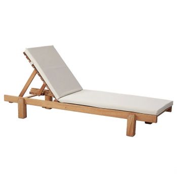Sezlong de gradina, Meya Dekor, MYA01, 59x25x180 cm, Lemn, Crem