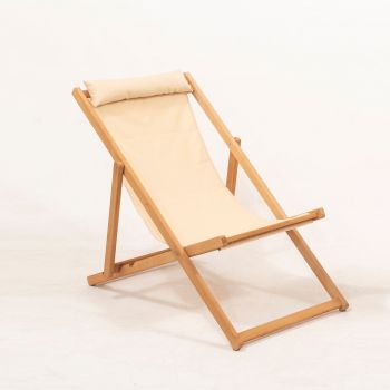 Sezlong de gradina, Meya Dekor, MYN04, 59x90x44 cm, Lemn, Crem