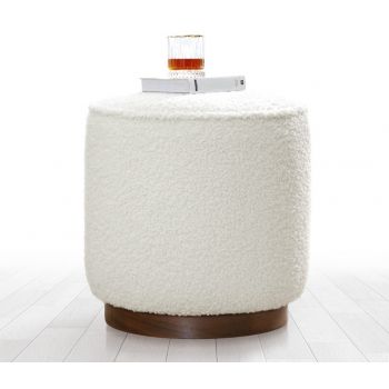 Taburet puf Hellin Alb 43x42 cm