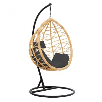 Balansoar cu suport tip scoica de gradina Hudson, Negru, 109x119x195 cm