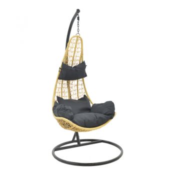 Balansoar de gradina Soleil cu structura Natural si metal, negru, 103x83x200 cm