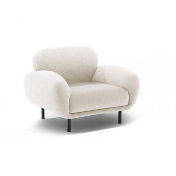 Fotoliu alb cu tapițerie din țesătură bouclé Poppy – Micadoni