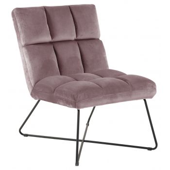 Fotoliu Alba, Actona, 62x86x90 cm, catifea/otel, roz pudrat