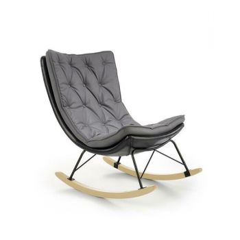 Fotoliu balansoar Indigo, cu structură din metal și lemn, 72x110x100 cm, gri Fotoliu balansoar Indigo, cu structură din metal și lemn, 72x110x100 cm, gri