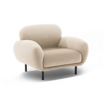 Fotoliu bej cu tapițerie din țesătură bouclé Poppy – Micadoni