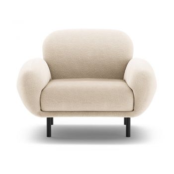 Fotoliu bej cu tapițerie din țesătură bouclé Poppy – Micadoni