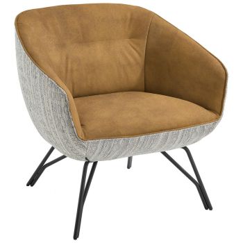 Fotoliu Cocktail din textil, piele, gri, galben curry