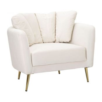 Fotoliu crem cu tapițerie din catifea Kiev – Mauro Ferretti