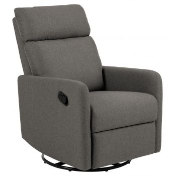 Fotoliu cu recliner Mikkeli, Actona, 67x93.5x99 cm, rotativ, poliester/otel, gri