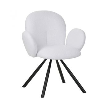 Fotoliu Garzele alb din teddy, 68x66x82 cm