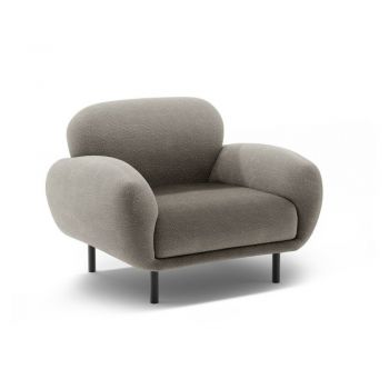 Fotoliu gri cu tapițerie din țesătură bouclé Poppy – Micadoni