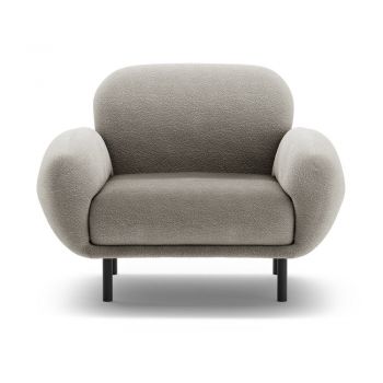 Fotoliu gri cu tapițerie din țesătură bouclé Poppy – Micadoni