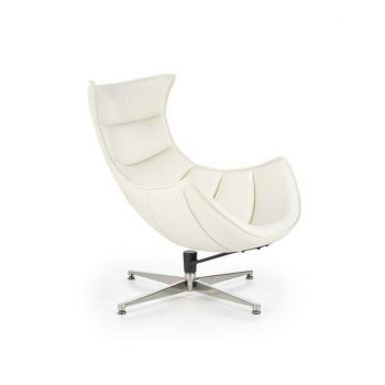 Fotoliu Luxor, spătar ergonomic și design modern, piele și oțel inoxidabil, 86x84x96 cm, alb Fotoliu Luxor, spătar ergonomic și design modern, piele și oțel inoxidabil, 86x84x96 cm, alb