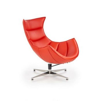 Fotoliu Luxor, spătar ergonomic și design modern, piele și oțel inoxidabil, 86x84x96 cm, roșu Fotoliu Luxor, spătar ergonomic și design modern, piele și oțel inoxidabil, 86x84x96 cm, roșu