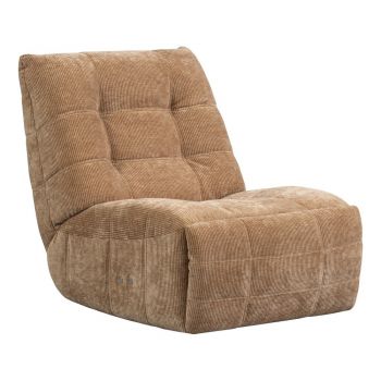 Fotoliu maro deschis reglabil de relaxare cu tapițerie din catifea reiată Hein – WOOOD