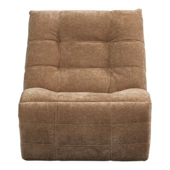 Fotoliu maro deschis reglabil de relaxare cu tapițerie din catifea reiată Hein – WOOOD