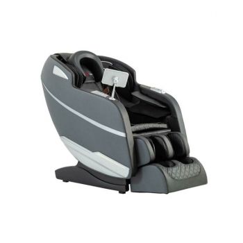 Fotoliu masaj gravitație zero gri, încălzire, bluetooth, role picioare, airbag corp complet, LED touch