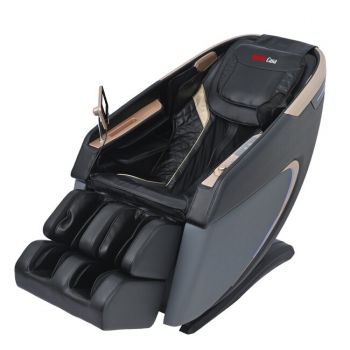 Fotoliu masaj VD-A073 Negru cu functie vocala, încălzire, bluetooth, 6 brate mecanice cu role 3D, airbag corp complet, LED touch, Șină SL lungă