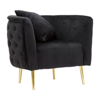 Fotoliu negru cu tapițerie din catifea Bucarest – Mauro Ferretti
