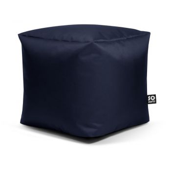 Fotoliu puf pentru copii albastru închis cu tapițerie din imitație de piele Cube M – So Soft?