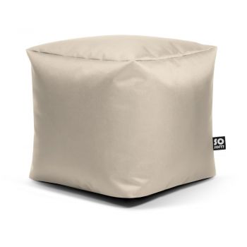 Fotoliu puf pentru copii bej cu tapițerie din imitație de piele Cube M – So Soft?