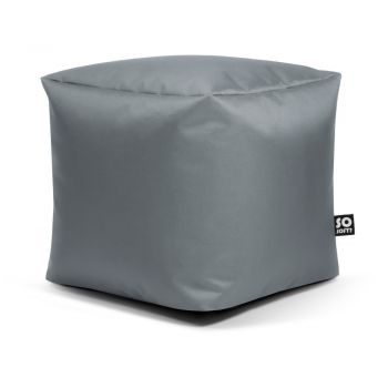 Fotoliu puf pentru copii gri cu tapițerie din imitație de piele Cube M – So Soft?