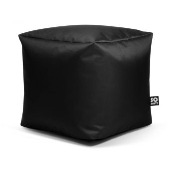 Fotoliu puf pentru copii negru cu tapițerie din imitație de piele Cube M – So Soft?