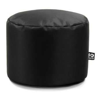 Fotoliu puf pentru copii negru cu tapițerie din imitație de piele Dot M – So Soft?