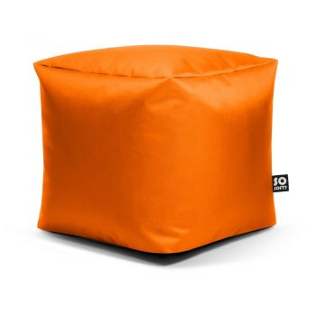 Fotoliu puf pentru copii portocaliu cu tapițerie din imitație de piele Cube M – So Soft?