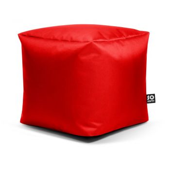 Fotoliu puf pentru copii roșu cu tapițerie din imitație de piele Cube M – So Soft?