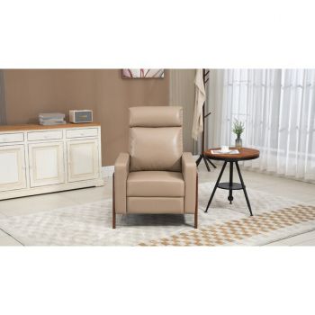 Fotoliu recliner Push Back Milord, structură lemn masiv, tapițerie piele ecologică AIR de ultimă generație, 73x85x110 cm, bej Fotoliu recliner Push Back Milord, structură lemn masiv, tapițerie piele ecologică AIR de ultimă generație, 73x85x110 cm, bej
