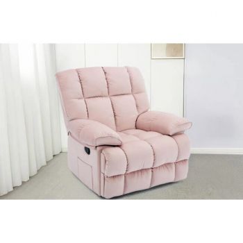 Fotoliu Recliner Relax, funcție rabatabilă, suport picioare integrat, tapițerie textilă premium, 100x106x107 cm, Roz Fotoliu Recliner Relax, funcție rabatabilă, suport picioare integrat, tapițerie textilă premium, 100x106x107 cm, Roz