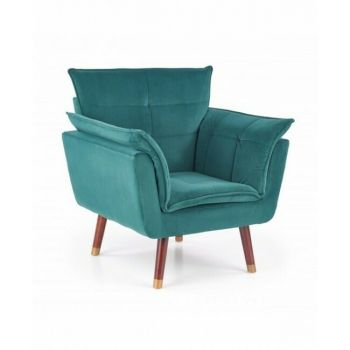 Fotoliu Rezzo, stil modern, stofă rezistentă și lemn masiv, 80x73x84 cm, verde Fotoliu Rezzo, stil modern, stofă rezistentă și lemn masiv, 80x73x84 cm, verde